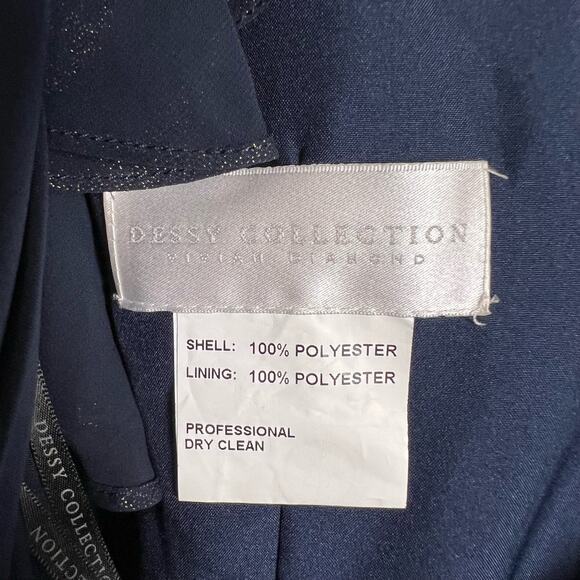 Dessy Collection 2874LS Midnight Gold Shimmer V Neck Wrap Maxi Dress Size 8 New - Picture 6 of 7